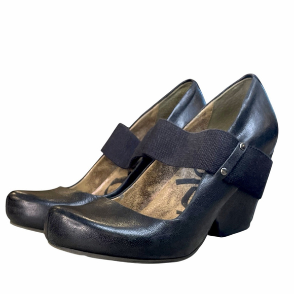 OTBT Bespoke Womens 6M Mary Jane Closed Toe Wedge Heel Pump Leather Black - Picture 1 of 11